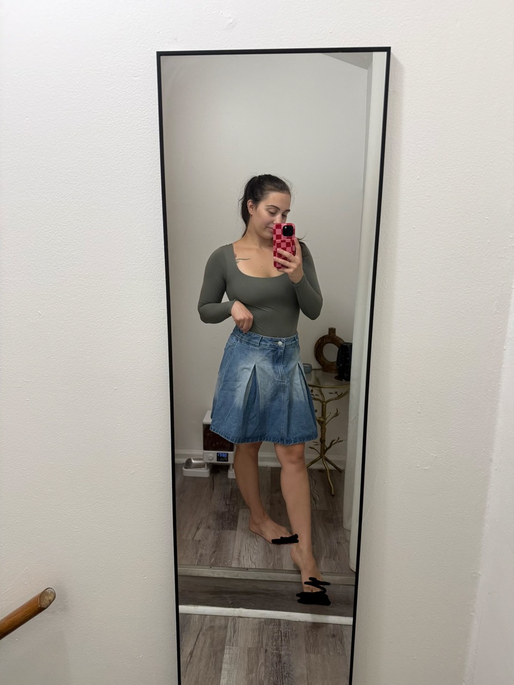 Airz blue denim pleated skirt